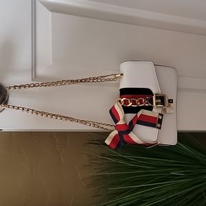 Women's faux mini white,red,blue fashion shoulder hand bag.